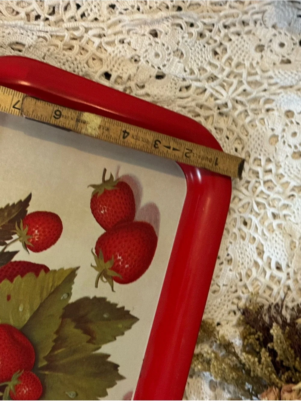 Vintage Red Strawberry Decorative Serving Tray - Home Kitchen